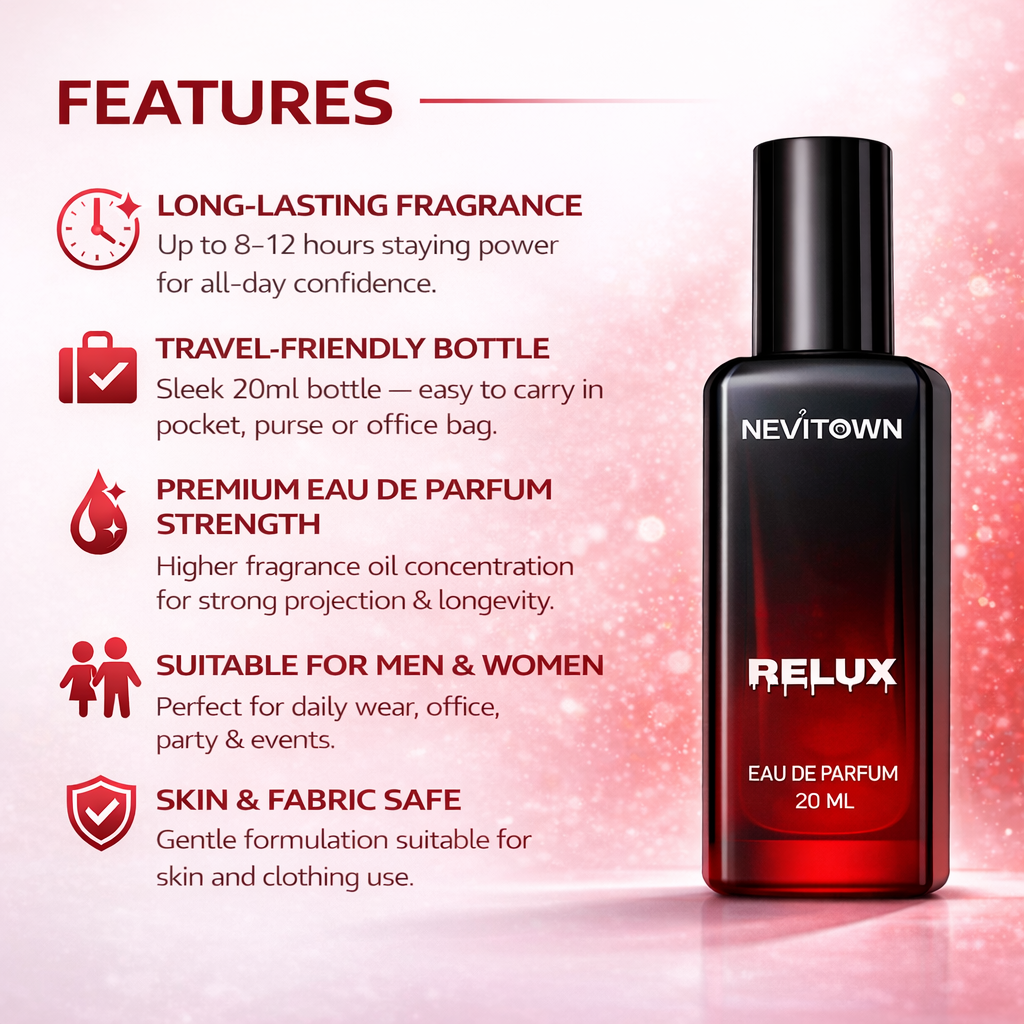 NEVITOWN RELUX  Parfum 20ml | Long Lasting Premium Perfume for Men & Women