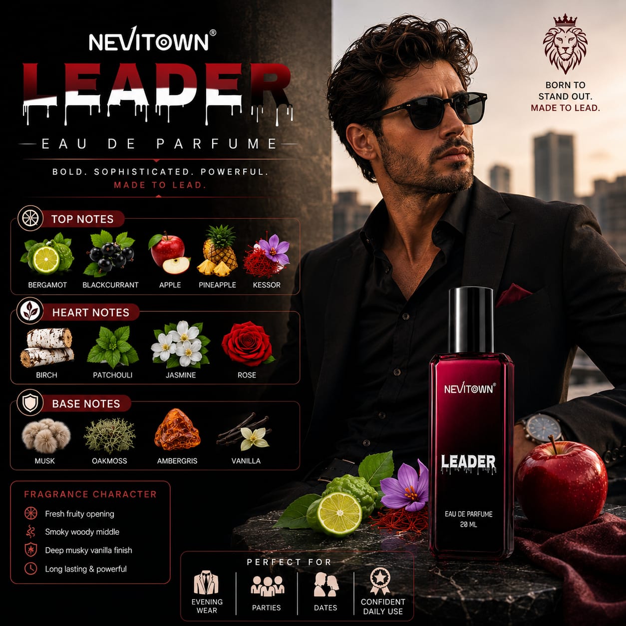 NEVITOWN LEADER Parfum for Men | Long Lasting Luxury Perfume | Premium Eau De Parfum